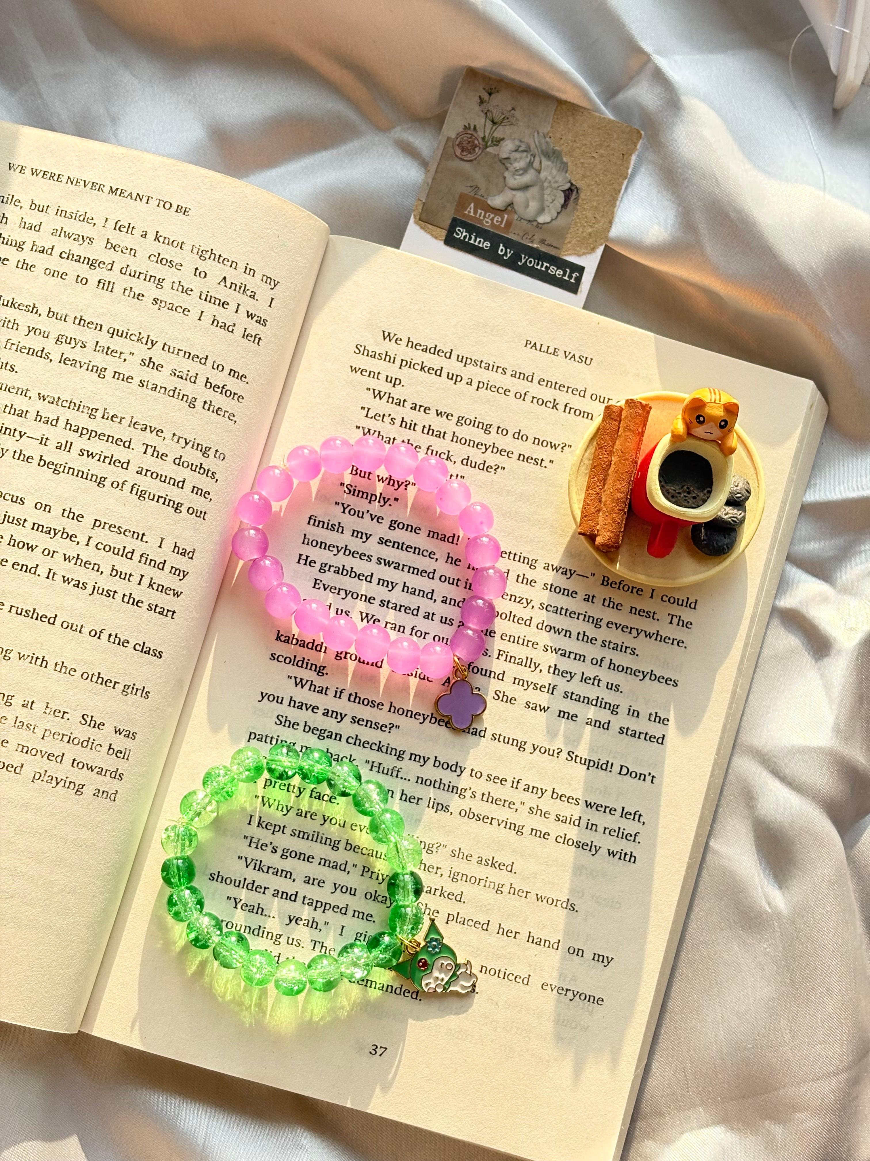purple and crystal green bracelet (pack of 2) - Thumbnail 2