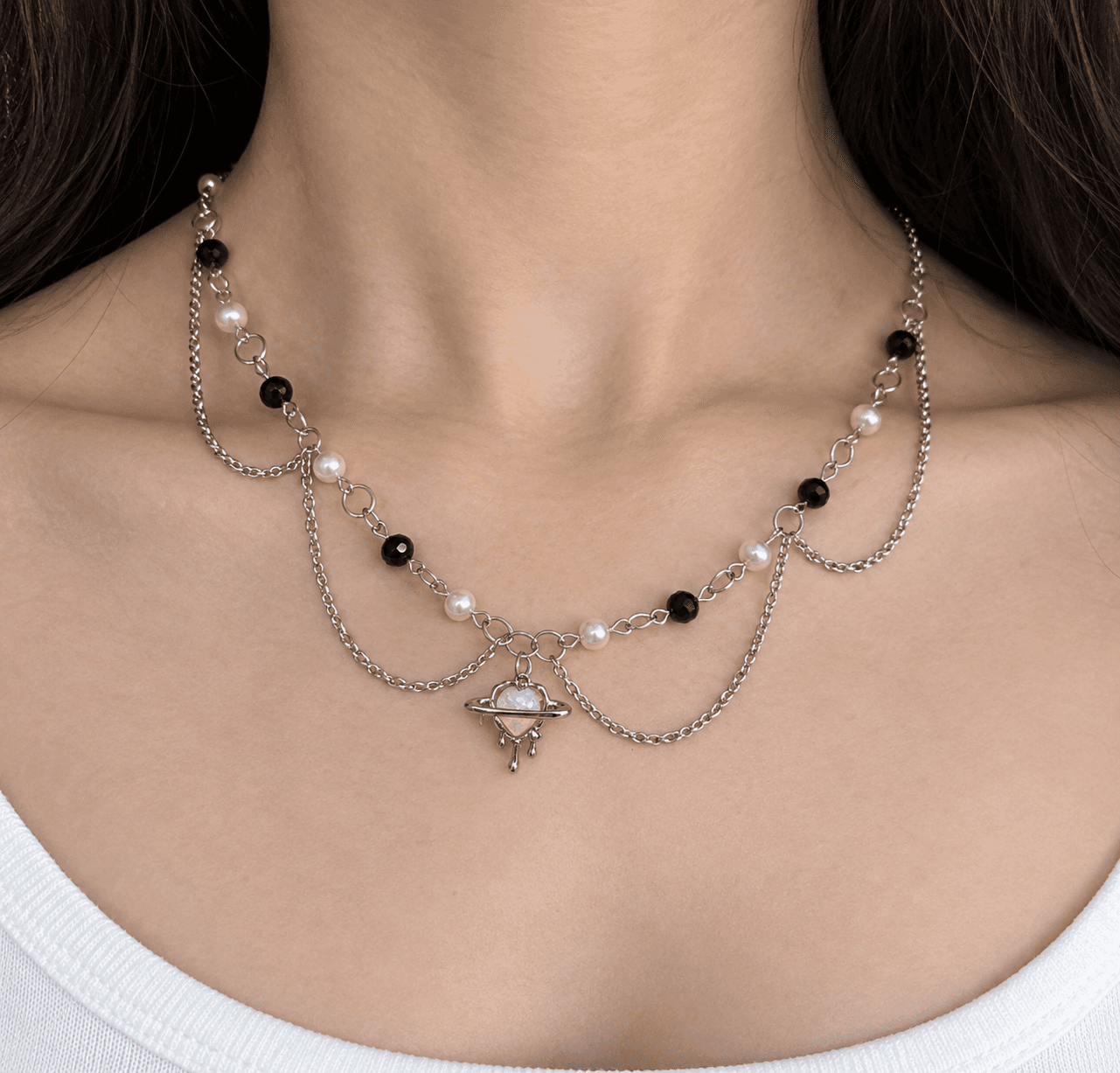 crystal pearl necklace - Thumbnail 2