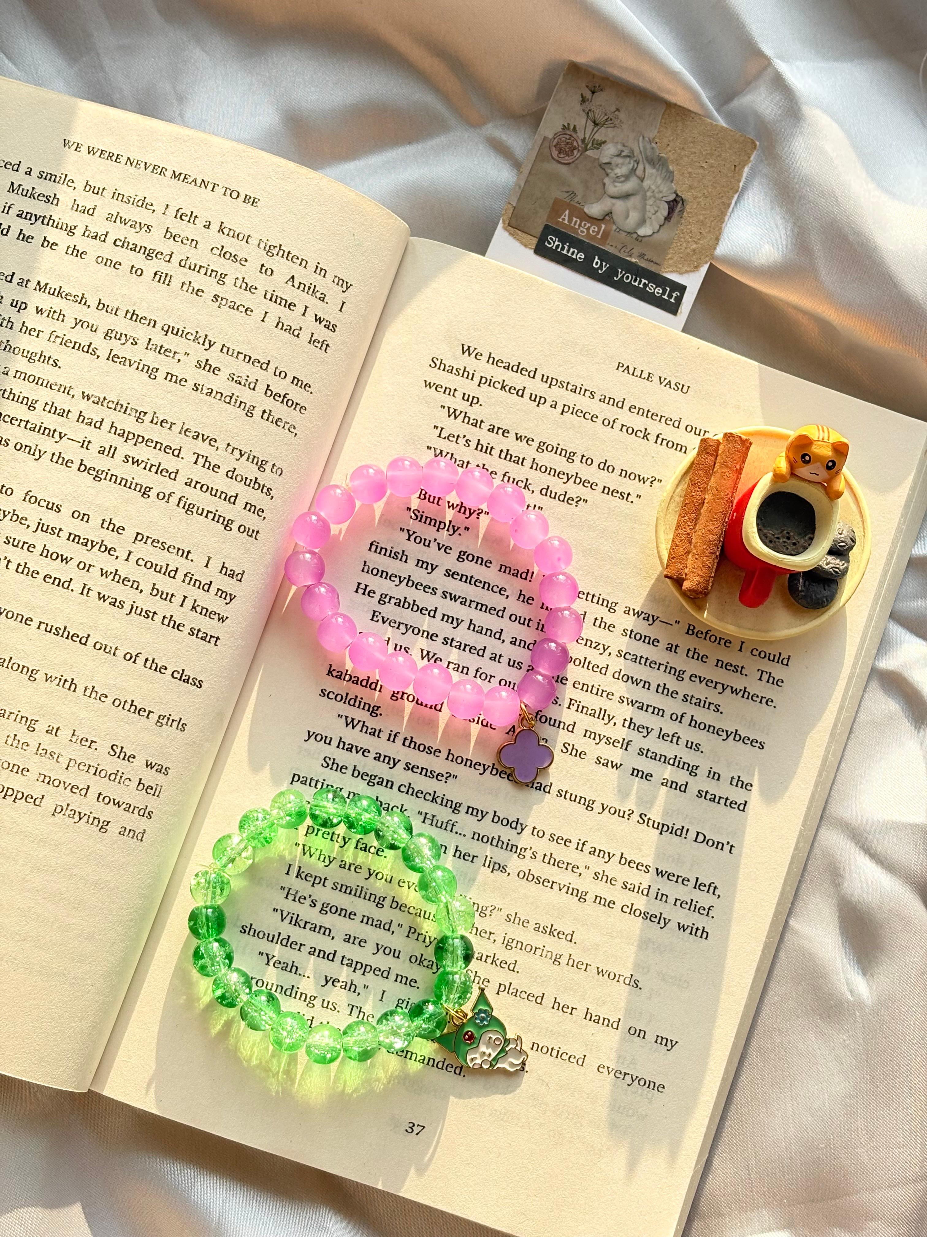 purple and crystal green bracelet (pack of 2) - Image 1